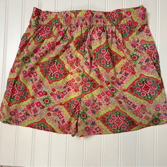 Cienna Pink Green Boho Print Silk Bree Short Shorts withh Belt size Small NEW - Picture 5 of 9